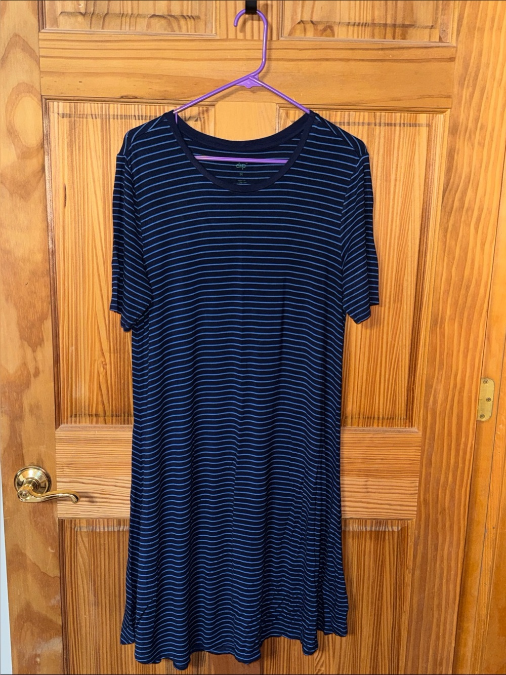 dip Navy and Light Blue Striped Midi Dress